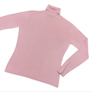 Ann Taylor Classic Silk Turtleneck Sweater Pink Size Medium